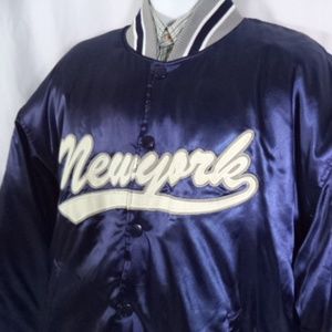 New York Blue Satin Reversible Jacket Autographed
